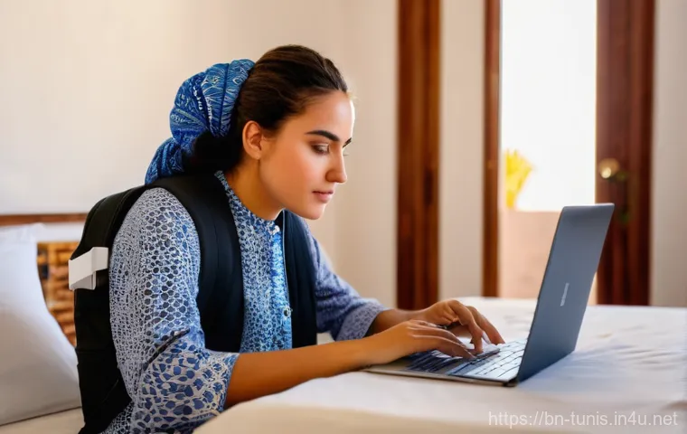 튀니지 전압과 플러그 유형 - Image Prompt 1: The Charger Challenge in a Tunisian Hotel**