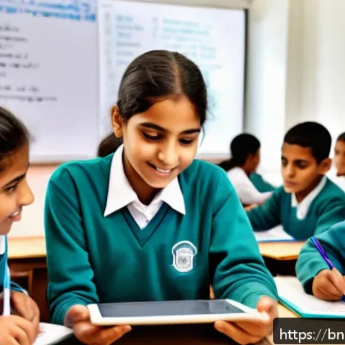 Home 31 튀니지의 교육 개혁 - A modern digital classroom in Tunisia featuring Bengali-speaking students aged 12-15 wearing school ...