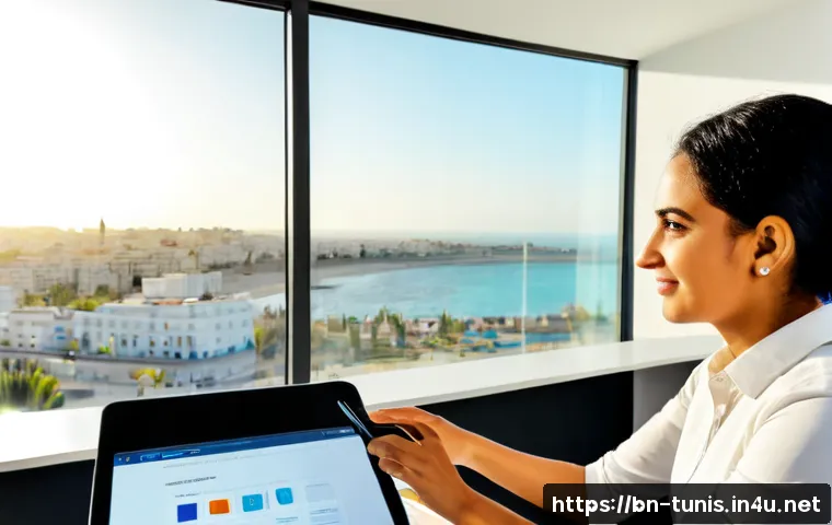 튀니지의 IT 스타트업 성공 사례 - Photorealistic modern IT startup success scene in Tunis, Tunisia, diverse young North African entrep...
